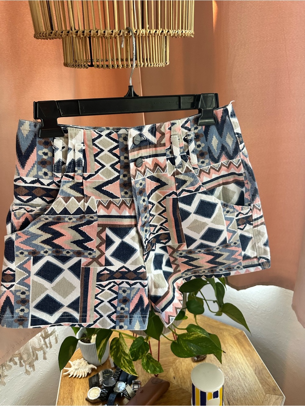 Vintage 90’s Breaker Jeans - Geometric Print Women’s Short